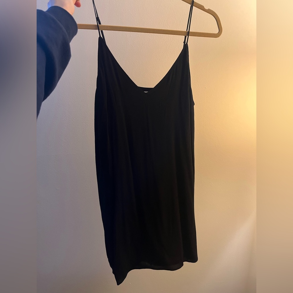 Aritzia Black Asymmetrical Camisole Dress